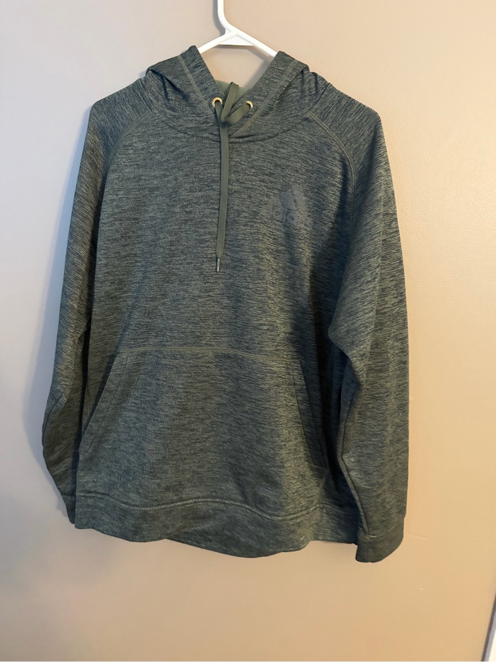 adidas Men's Heathered Olive Green Hooded Sweatshirt